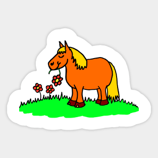 Cute Plump Pony Cartoon Sticker